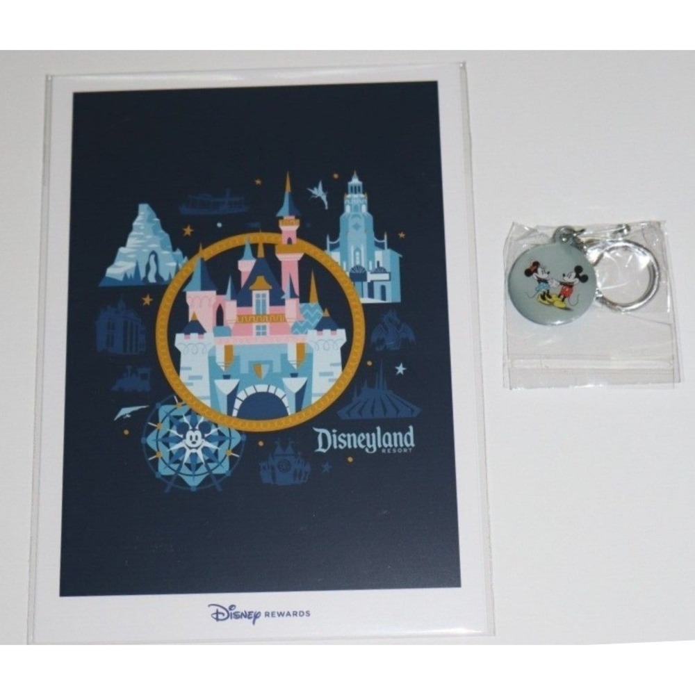 Disney Fan Event Chase Visa Disney Rewards 5 x 7 Print & Keychain NEW D23 2024